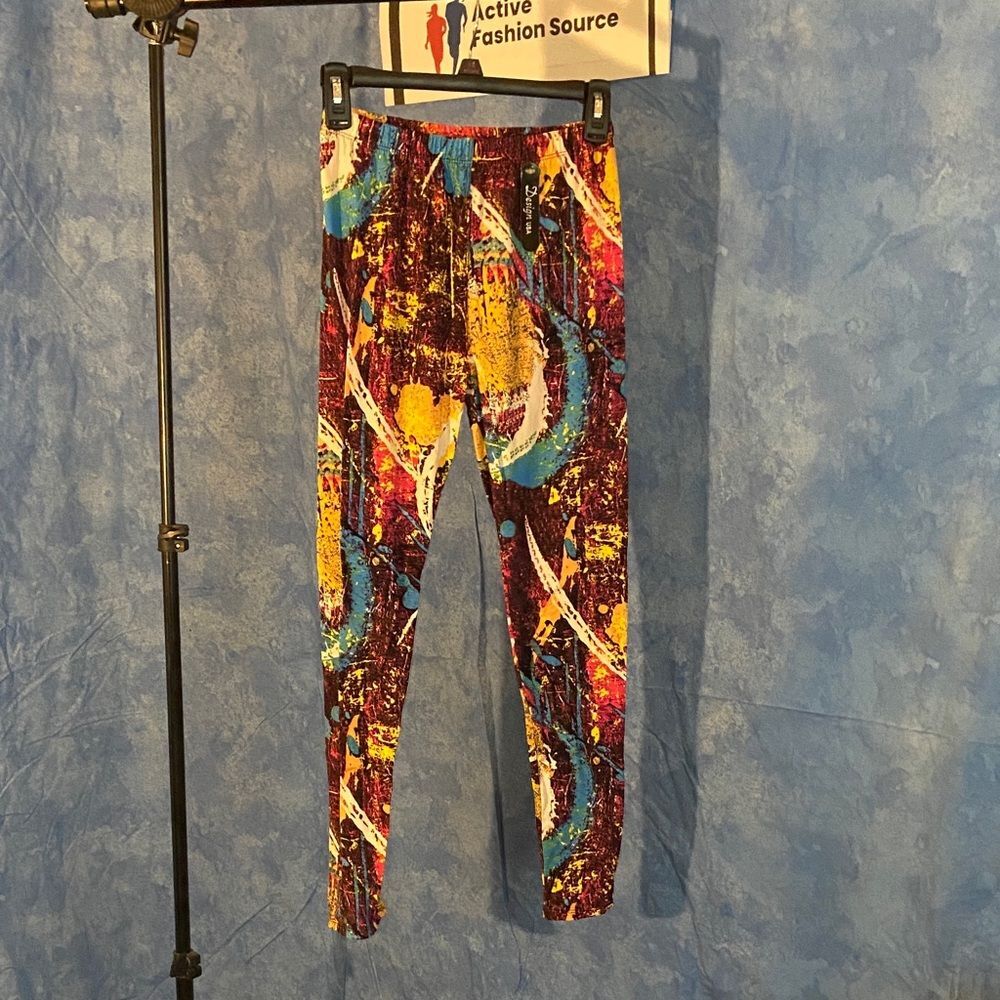 Soft Colorful Abstract Print Leggings, sz 2-12, 15J-L024